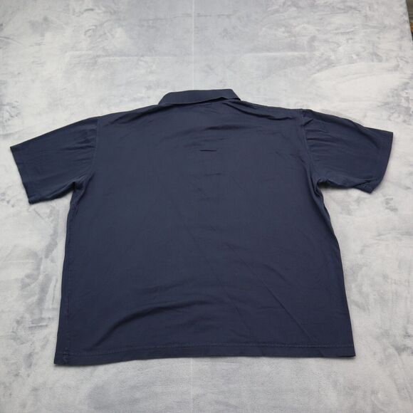 Franco Ziche Shirt Mens L Blue Plain Chest Button Short Sleeve Collared Top - Picture 11 of 16